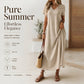 Robe longue femme à manches courtes et col V