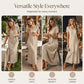 Robe longue femme à manches courtes et col V