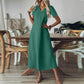 Robe longue femme à manches courtes et col V