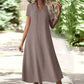 Robe longue femme à manches courtes et col V