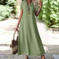Robe longue femme à manches courtes et col V