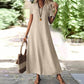 Robe longue femme à manches courtes et col V