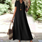 Robe longue femme à manches courtes et col V