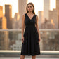 Robe femme sans manches à col V et détail torsadé