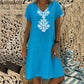 Robe décontractée à imprimé et col en V pour femme