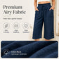 Pantalon large en coton et lin pour femme