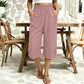 Pantalon large en coton et lin pour femme