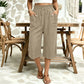 Pantalon large en coton et lin pour femme