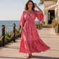 🌸👗 Robe imprimée col V femme – Coupe fluide, motif élégant, silhouette flatteuse pour un look romantique du quotidien aux occasions spéciales 🌿💃