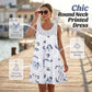 Robe imprimée sans manches à col rond pour femme