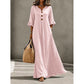 Robe longue à col en V et manches à volants pour femme