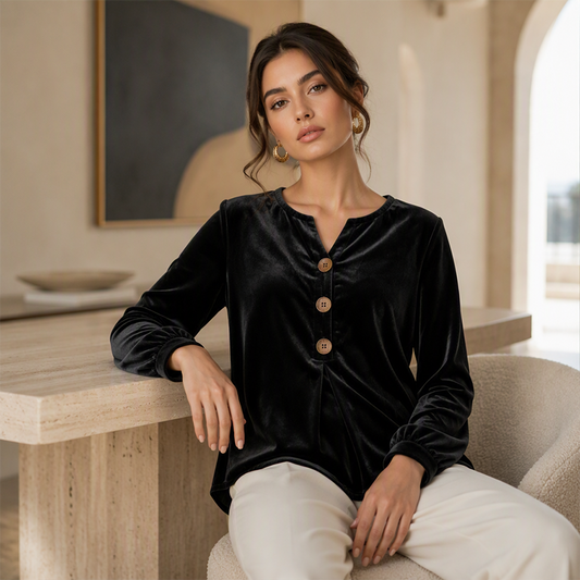 ✨🛍️Nouveauté - Chemisier ample en velours - Léger et aux finitions soignées, pour une élégance au quotidien