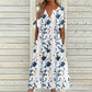 ☀️👗Top Pick - Casual Floral Midi Dress with V-Neck – Soft Drape & Romantic Print