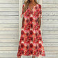 ☀️👗Top Pick - Casual Floral Midi Dress with V-Neck – Soft Drape & Romantic Print