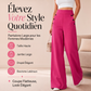 Pantalon taille haute à jambes larges pour femme avec boutons sur les côtés