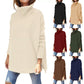 Pull grande taille en tricot à col roulé avec ourlet pour femmes