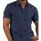 Chemise à manches courtes en lin pour hommes Summer 2023 - No Ironing, Extra Stretch