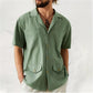 Chemise décontractée en lin et coton à revers souples