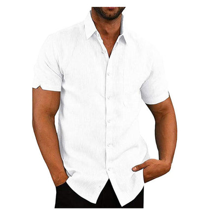 Chemise à manches courtes en lin pour hommes Summer 2023 - No Ironing, Extra Stretch