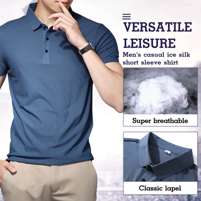 Chemise à manches courtes en soie glacée pour homme