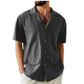 Chemise décontractée en lin et coton à revers souples