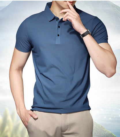 Chemise à manches courtes en soie glacée pour homme