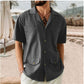 Chemise décontractée en lin et coton à revers souples