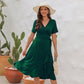 Robe avec col en V et taille haute