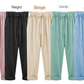 Pantalon ample à taille élastique de couleur unie pour grande taille