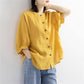 Chemise en lin et coton pour femme, manches lanternes