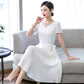 Nouvelle robe d'été exquise haut de gamme en coton et soie à tempérament