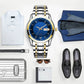 Montre Homme Ultra Fine Et Étanche Avec Quartz Et Double Fenêtre Calendrier