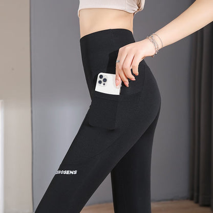 Pantalon de yoga extensible à taille haute/pantalon requin (avec poches)