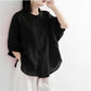 Chemise en lin et coton pour femme, manches lanternes