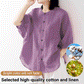 Chemise en lin et coton pour femme, manches lanternes