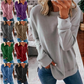T-shirt ample à manches longues de couleur unie pour femmes en automne et en hiver