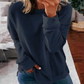 T-shirt ample à manches longues de couleur unie pour femmes en automne et en hiver