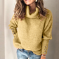 Ladies Loose Turtleneck Button Knit Sweater