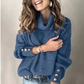 Ladies Loose Turtleneck Button Knit Sweater