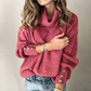 Ladies Loose Turtleneck Button Knit Sweater