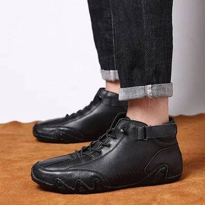 Bottes hautes italiennes en daim à Velcro-Charme masculin, chic décontracté