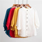 Chemise en lin et coton pour femme, manches lanternes
