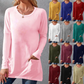 💥Grande promotion💥 T-shirt décontracté à manches longues pour femmes avec poche à col rond