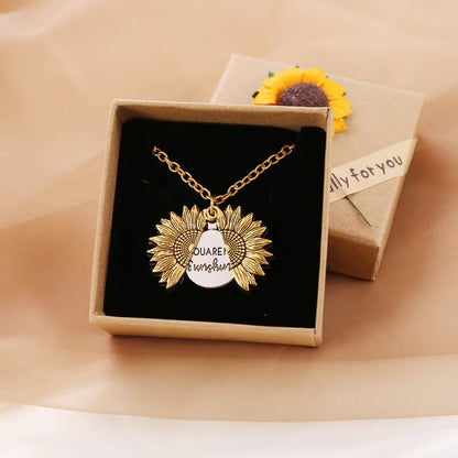 ?"You Are My Sunshine"?Collier Tournesol Avec Boîte Cadeau