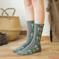 ( Vente de Noël anticipée ) -5 paires de chaussettes vintage brodées à fleurs
