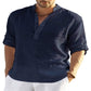 ?Vendite calde? - Camicia a maniche lunghe da uomo in cotone e lino-4