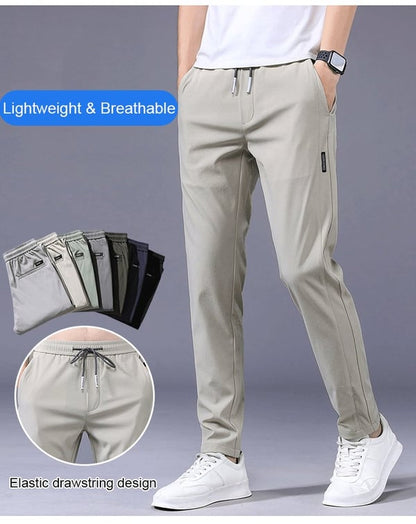 Pantalon stretch à séchage rapide pour hommes en soie glacée