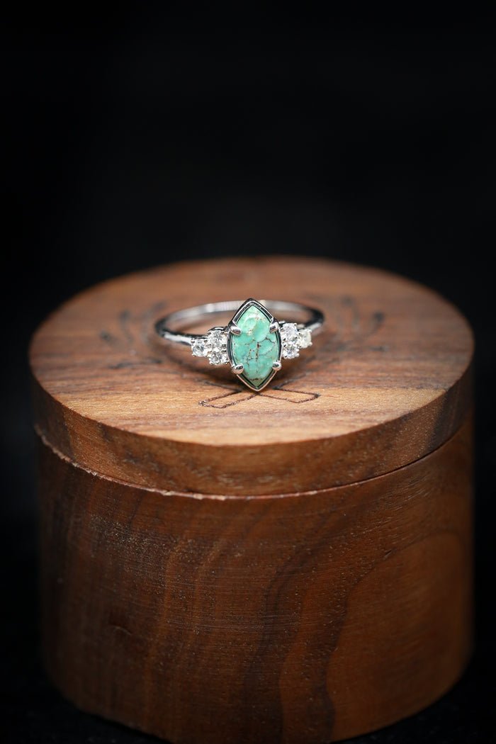 🎁Bague en argent avec diamant turquoise naturelle-4