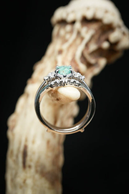 🎁Bague en argent avec diamant turquoise naturelle-5