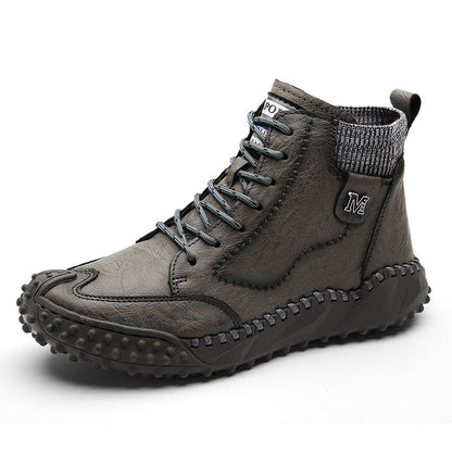 Bottes de cheville rétro en cuir microfibre antidérapant pour hommes